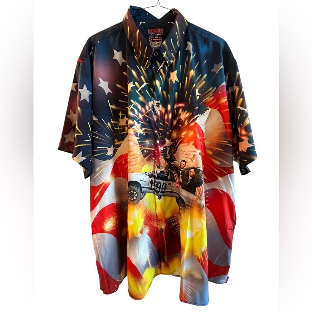 DIXXON Travis Pastrana Navy and White Star Pattern Shirt